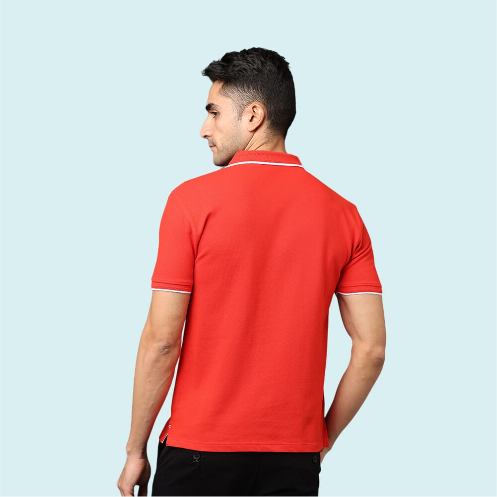 Greys&Blues Pima Collar T-Shirt-Red with White